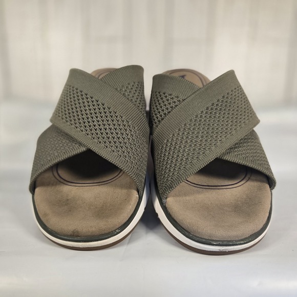 Bionica Avary Slides Womens 10M Olive Cross Strap Slip On Slip Resistant Sandals - Picture 1 of 7